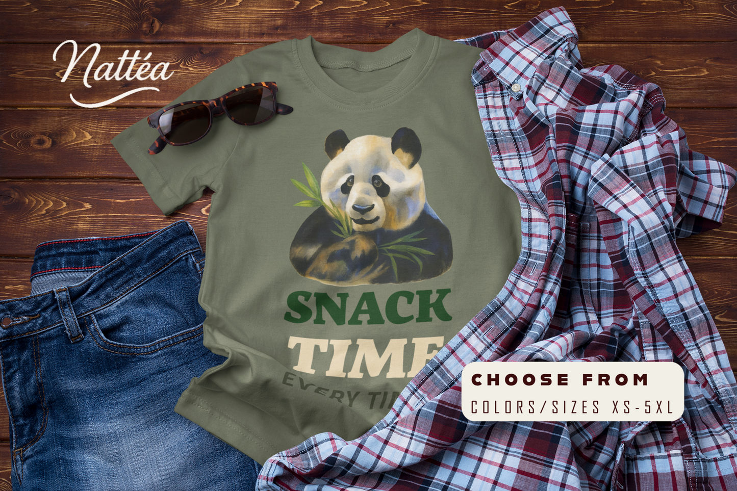 Snack Time Travel T-Shirt – Funny Panda Adventure Tee for Explorers