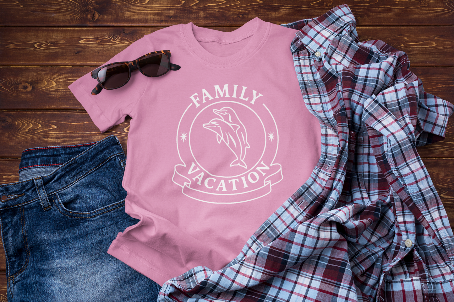 Dolphins T-Shirt – Family Vacation Ocean Travel Design.