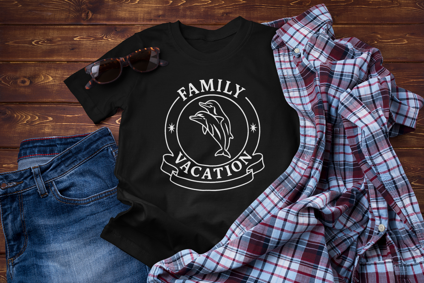 Dolphins T-Shirt – Family Vacation Ocean Travel Design.