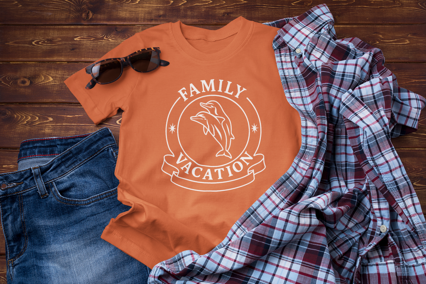 Dolphins T-Shirt – Family Vacation Ocean Travel Design.