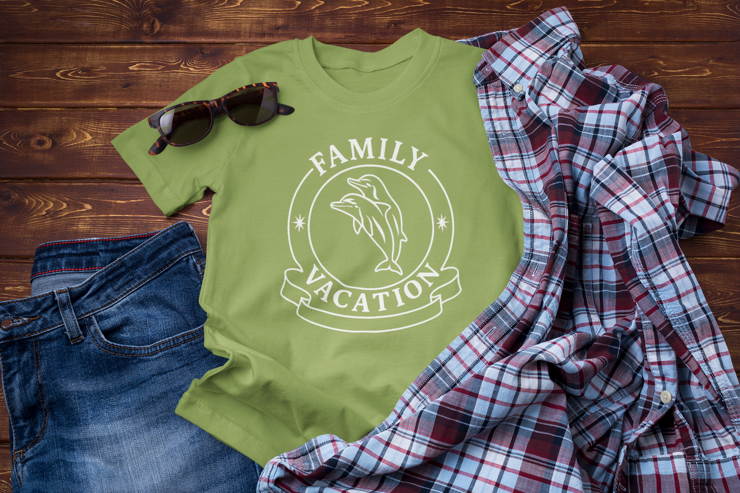 Dolphins T-Shirt – Family Vacation Ocean Travel Design.