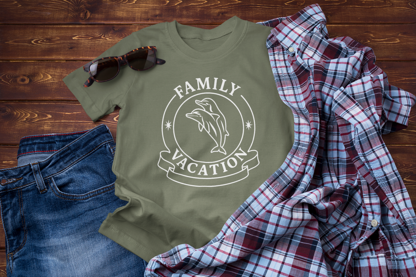 Dolphins T-Shirt – Family Vacation Ocean Travel Design.