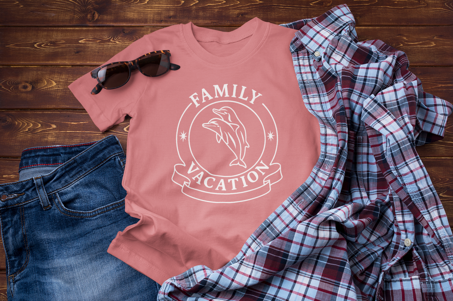 Dolphins T-Shirt – Family Vacation Ocean Travel Design.