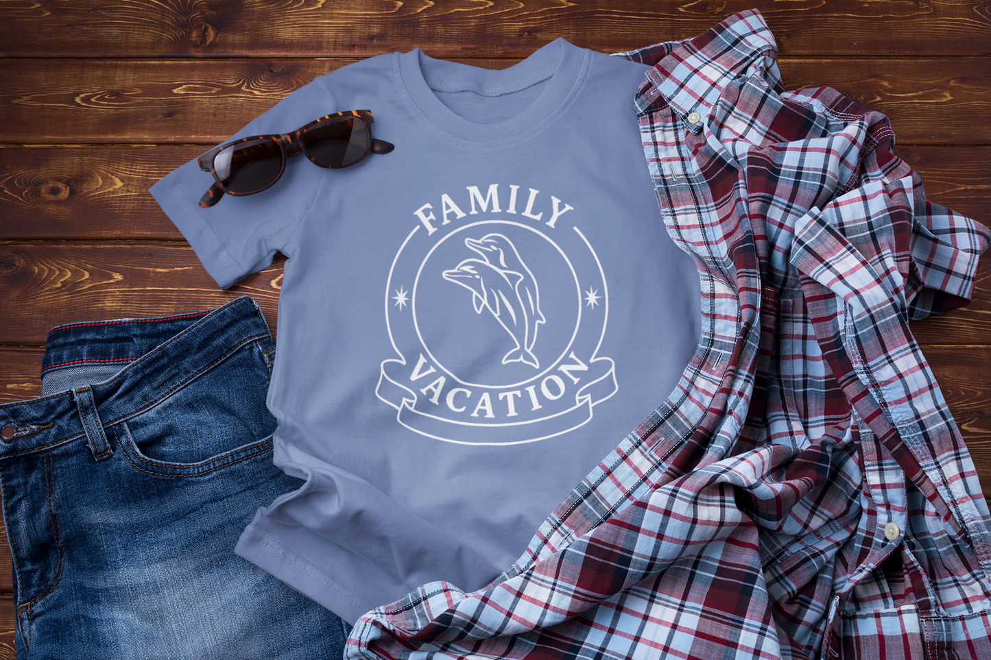 Dolphins T-Shirt – Family Vacation Ocean Travel Design.