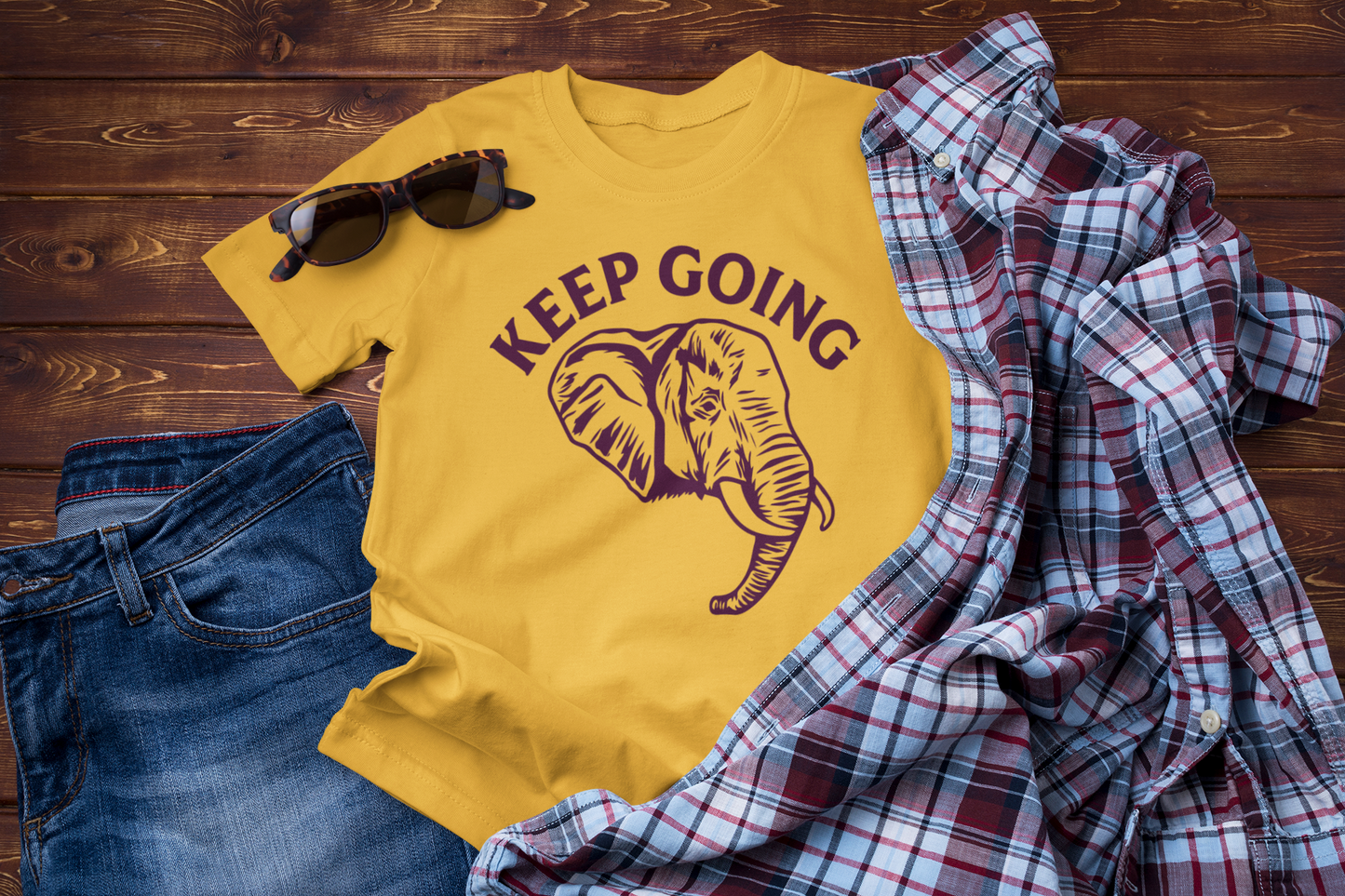Keep Going Elephant T-Shirt – Strength & Perseverance Travel Tee