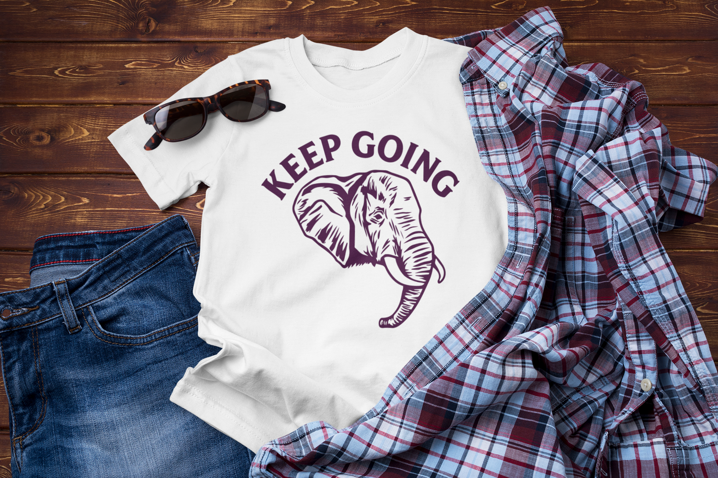 Keep Going Elephant T-Shirt – Strength & Perseverance Travel Tee