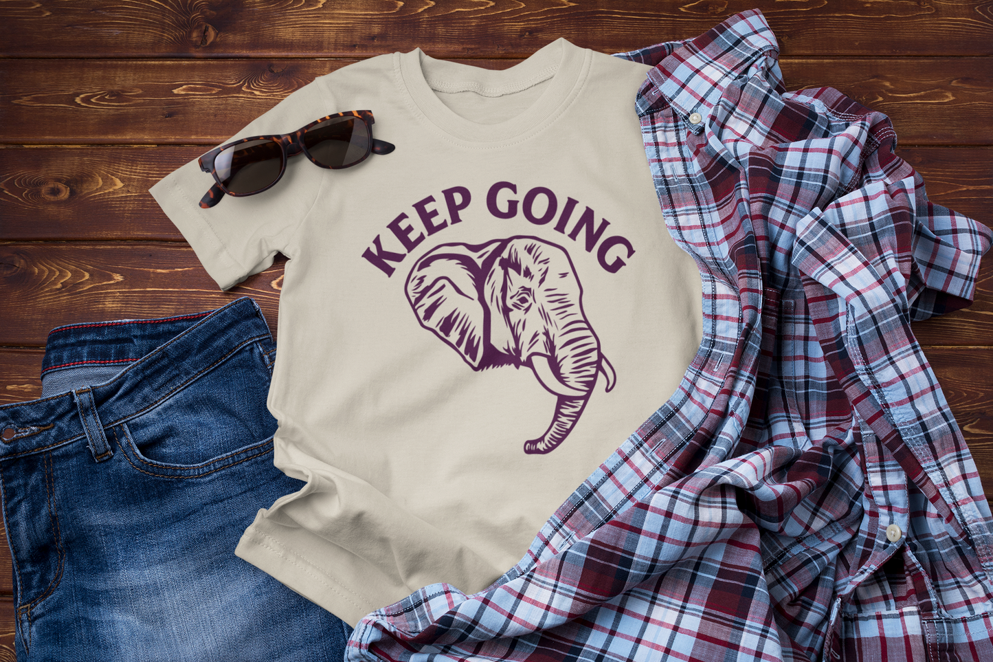 Keep Going Elephant T-Shirt – Strength & Perseverance Travel Tee
