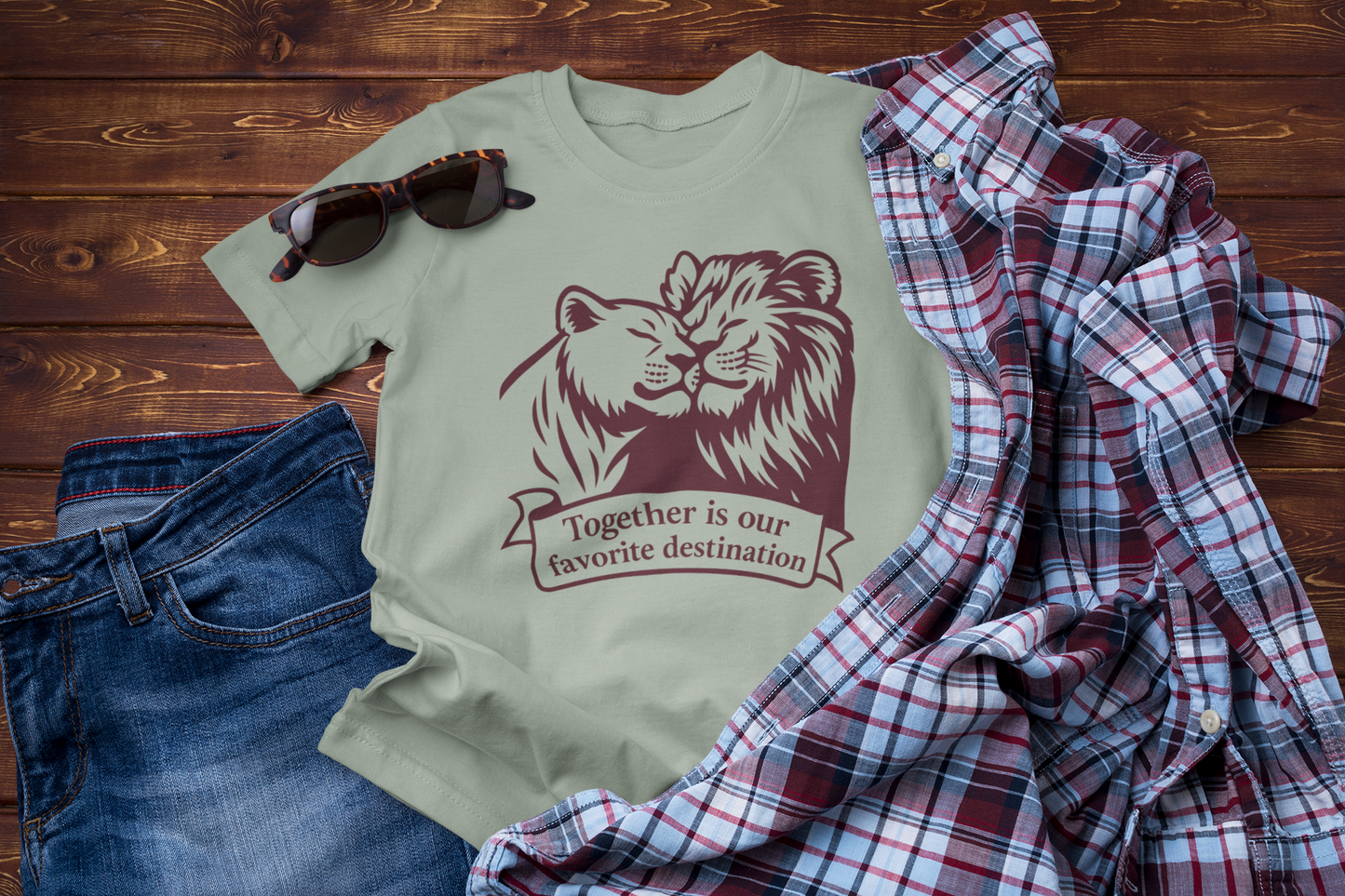 Together Is Our Favorite Destination – Romantic Travel T-Shirt for Couples & Animal Lovers