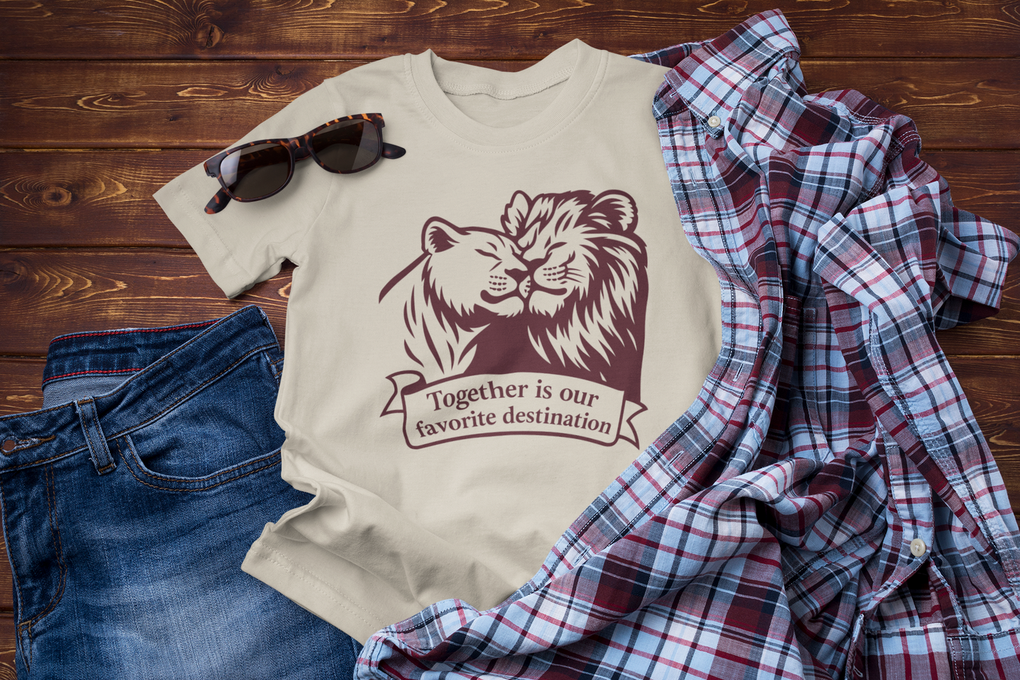 Together Is Our Favorite Destination – Romantic Travel T-Shirt for Couples & Animal Lovers