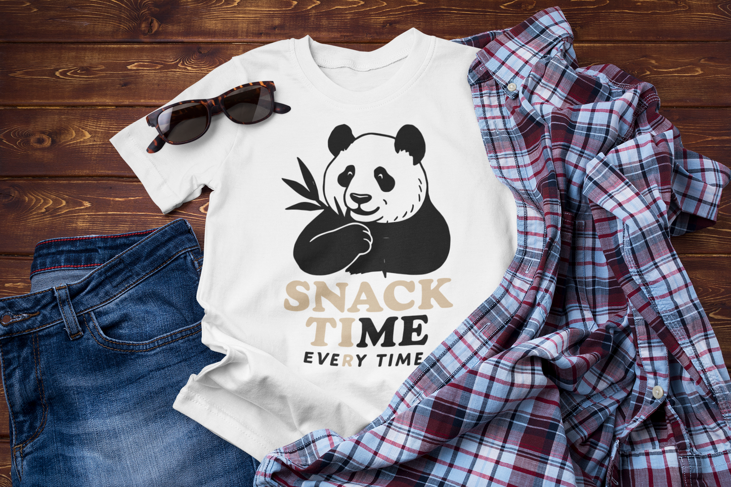Snack Time Travel T-Shirt – Funny Panda Adventure Tee for Explorers