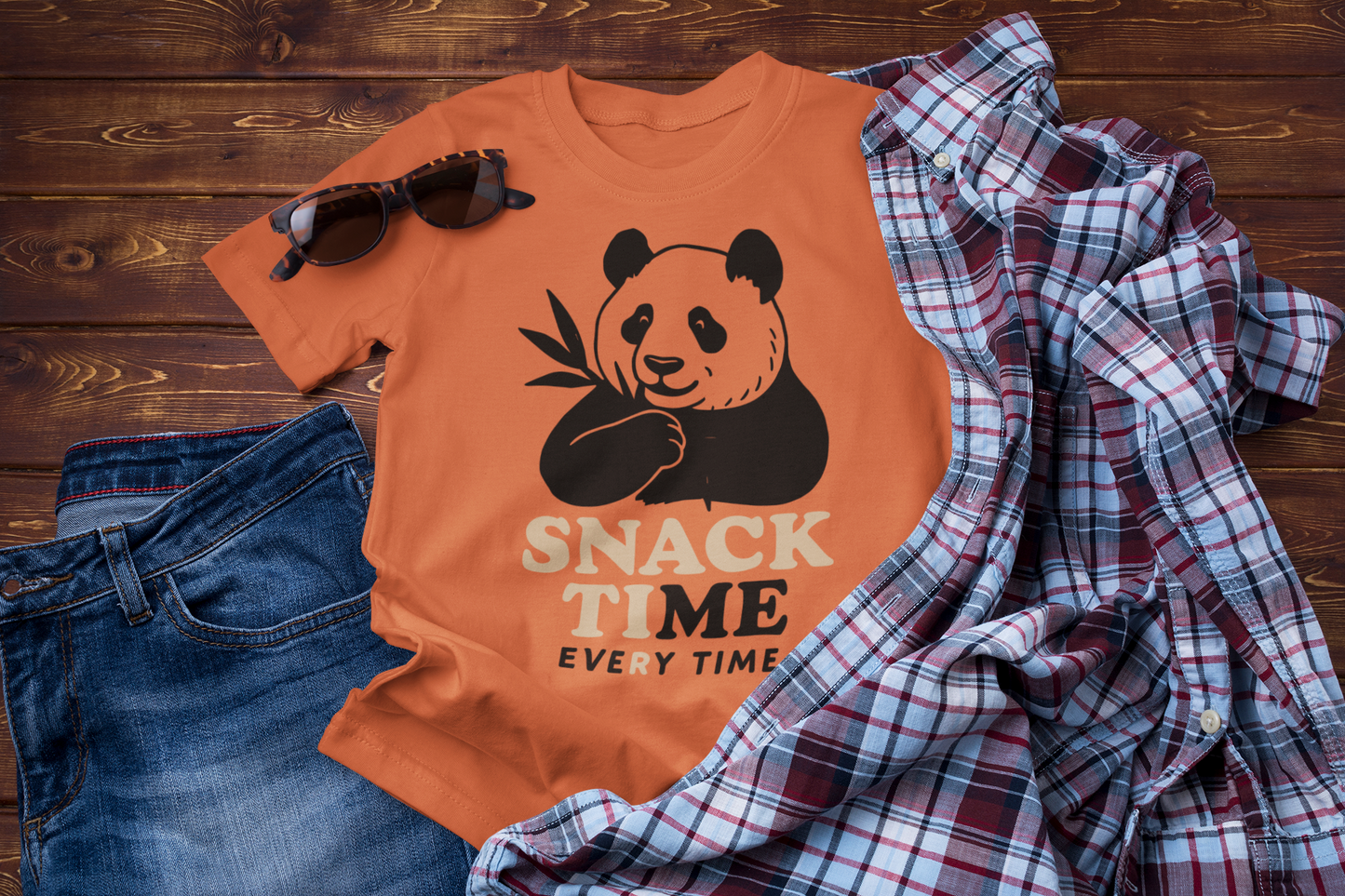 Snack Time Travel T-Shirt – Funny Panda Adventure Tee for Explorers