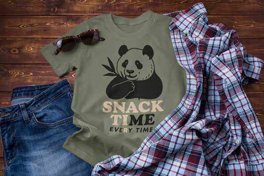 Snack Time Travel T-Shirt – Funny Panda Adventure Tee for Explorers