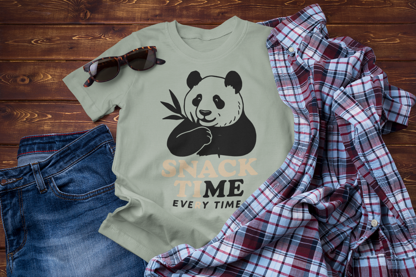 Snack Time Travel T-Shirt – Funny Panda Adventure Tee for Explorers