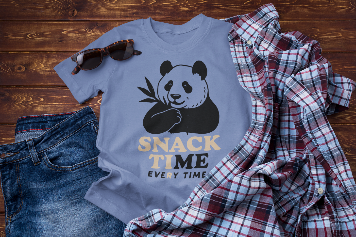 Snack Time Travel T-Shirt – Funny Panda Adventure Tee for Explorers