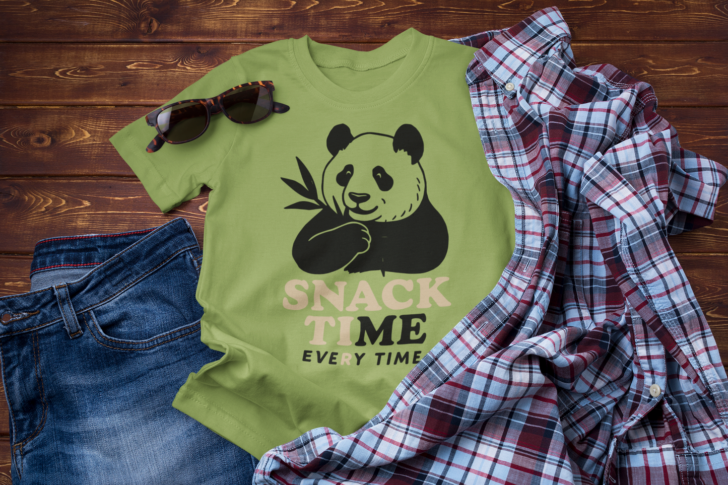 Snack Time Travel T-Shirt – Funny Panda Adventure Tee for Explorers
