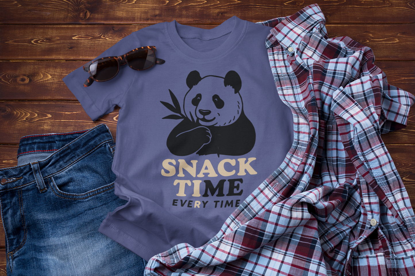 Snack Time Travel T-Shirt – Funny Panda Adventure Tee for Explorers