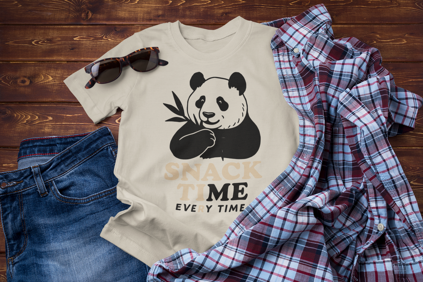Snack Time Travel T-Shirt – Funny Panda Adventure Tee for Explorers