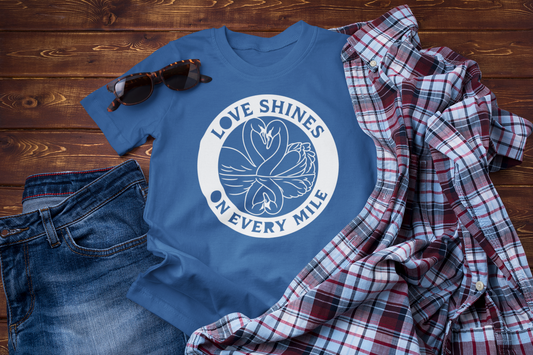 Golden Journey: Love Shines on Every Mile T-shirt