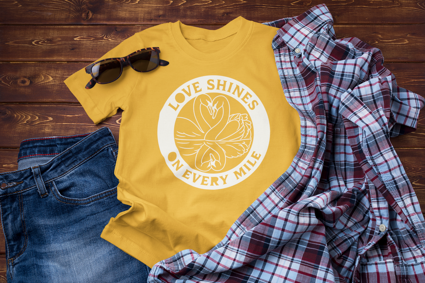 Golden Journey: Love Shines on Every Mile T-shirt
