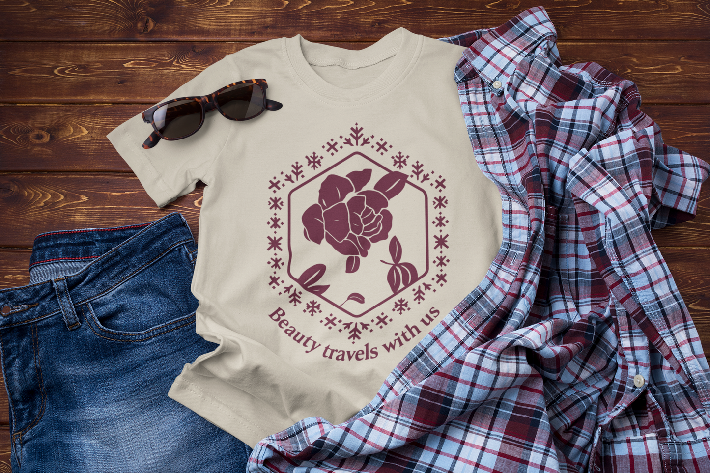 Peony Winter Graphic T-Shirt – Beauty Travels With Us | Folk Embroidery Inspired