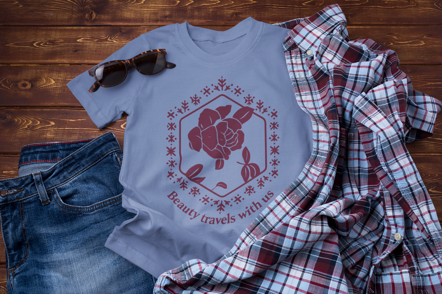 Peony Winter Graphic T-Shirt – Beauty Travels With Us | Folk Embroidery Inspired