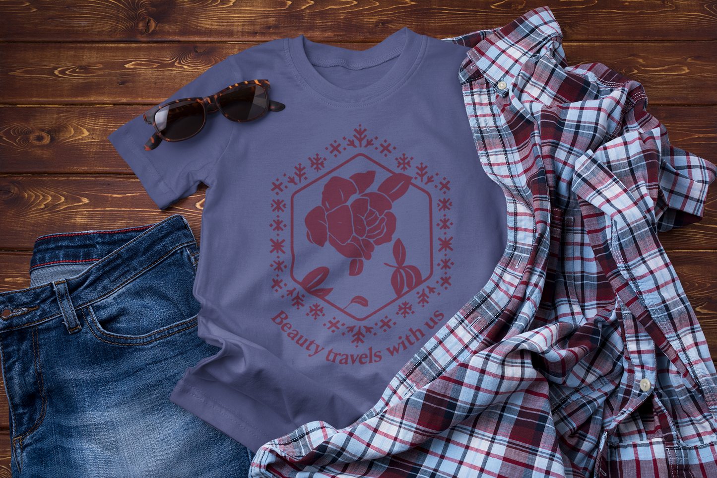 Peony Winter Graphic T-Shirt – Beauty Travels With Us | Folk Embroidery Inspired