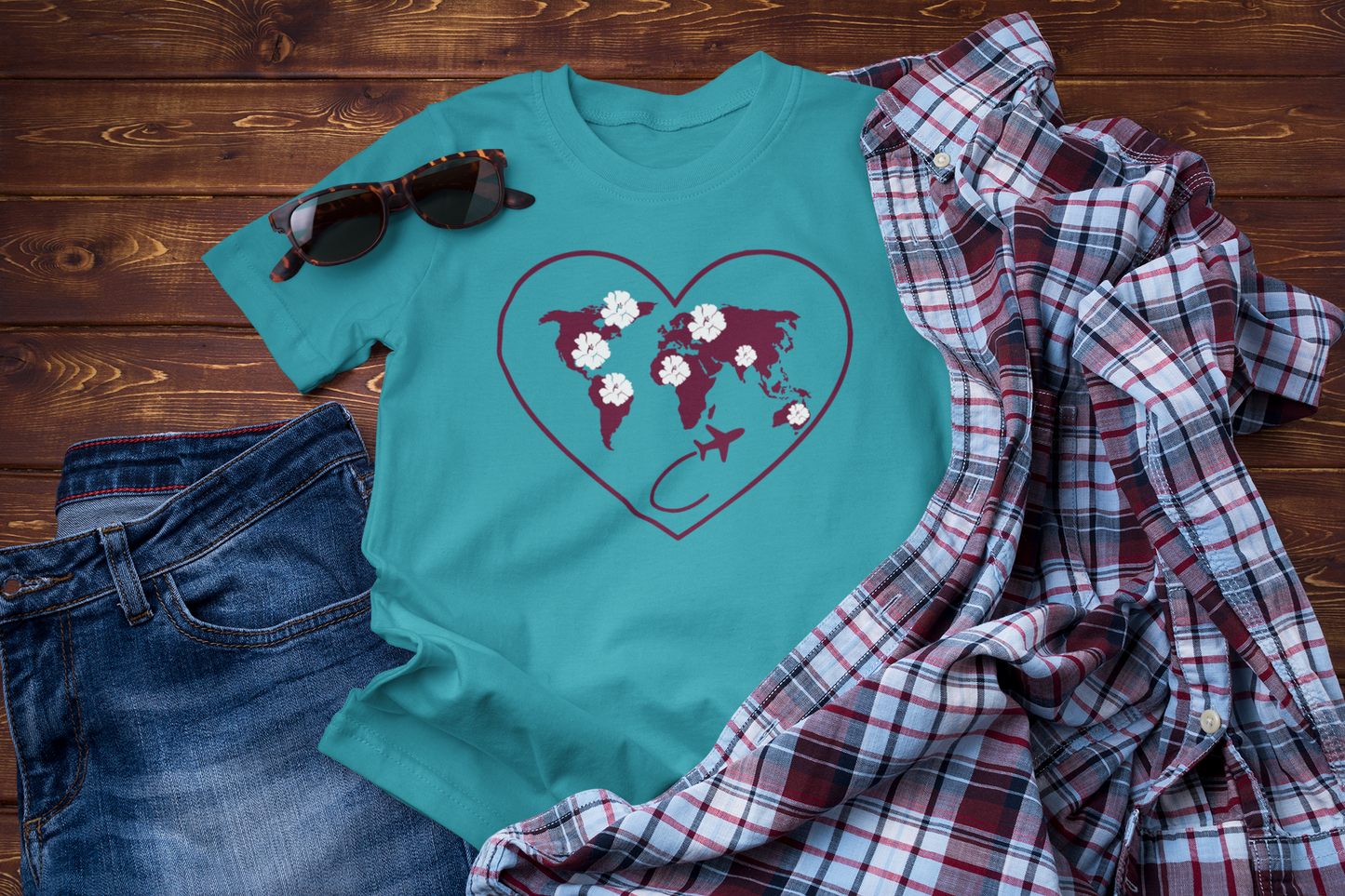 Travel the World T-Shirt – Multilingual Heart, Global Spirit Tee