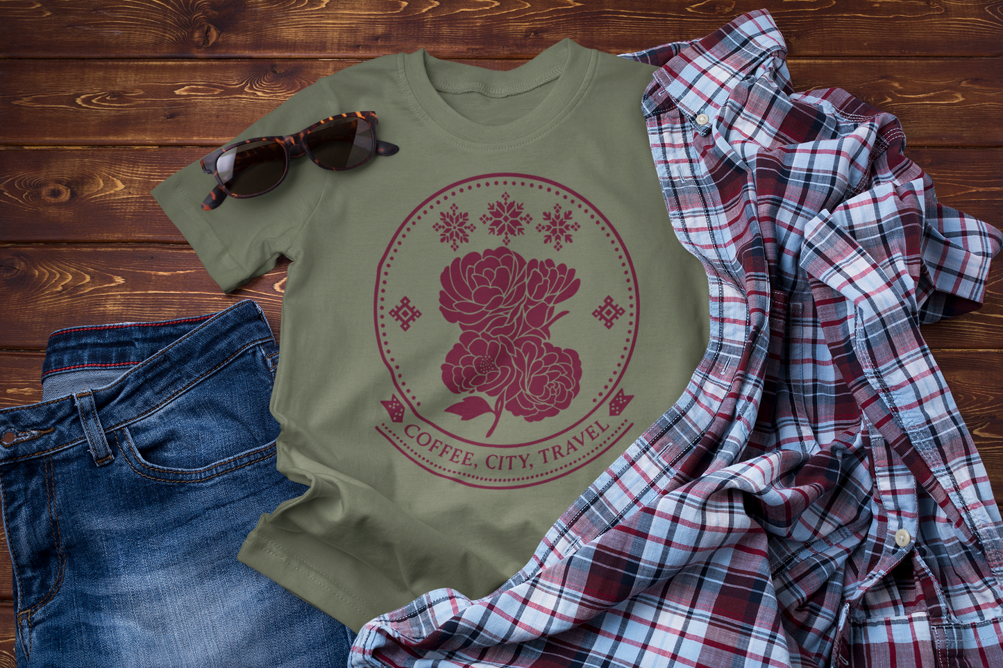 Coffee Is My City Guide – Winter Floral Travel Tee