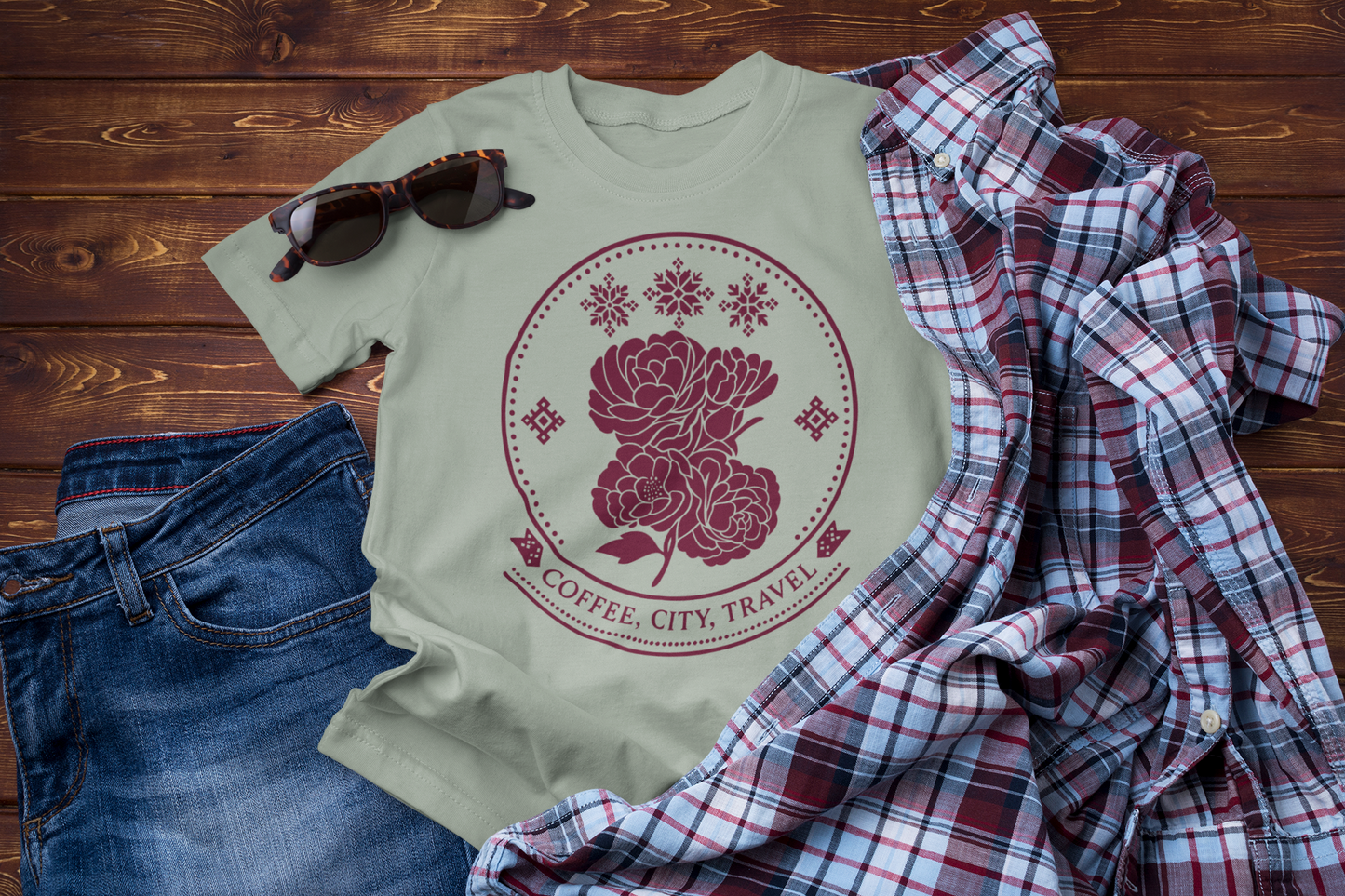 Coffee Is My City Guide – Winter Floral Travel Tee