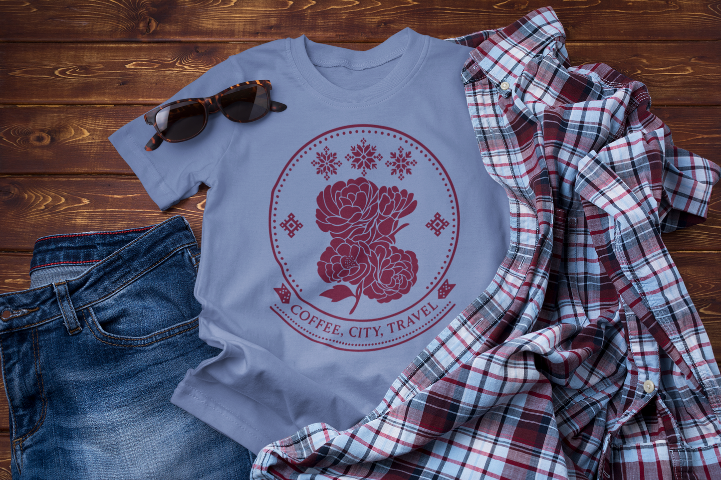 Coffee Is My City Guide – Winter Floral Travel Tee