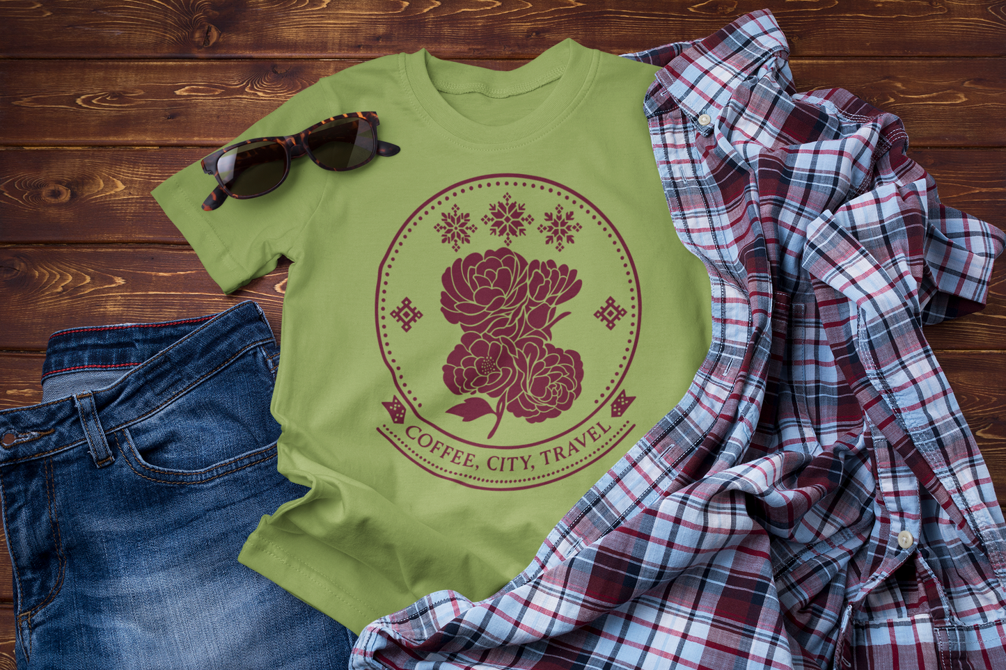 Coffee Is My City Guide – Winter Floral Travel Tee