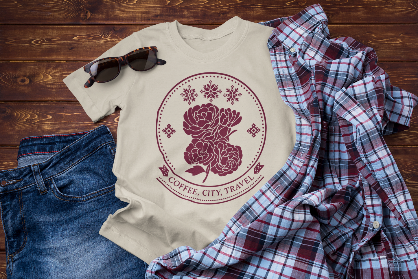 Coffee Is My City Guide – Winter Floral Travel Tee