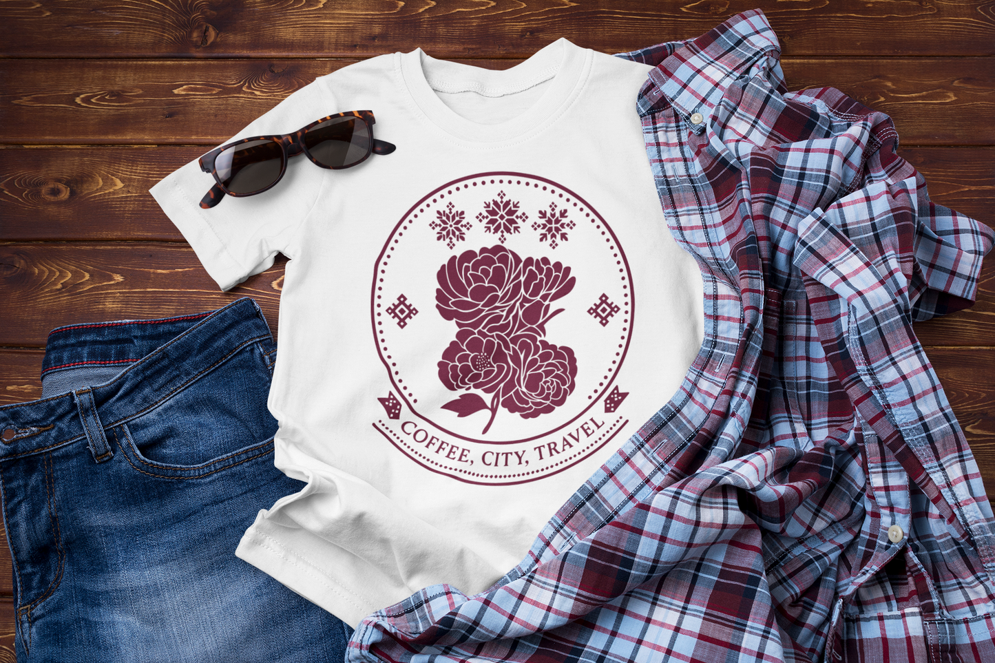 Coffee Is My City Guide – Winter Floral Travel Tee