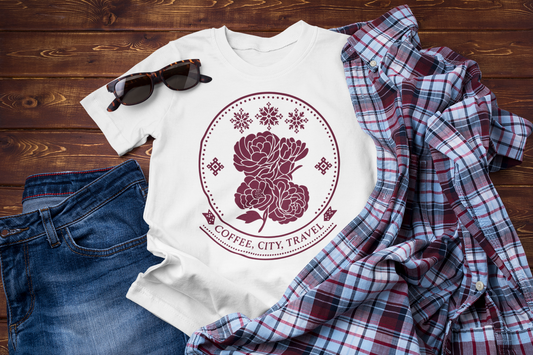 Coffee Is My City Guide – Winter Floral Travel Tee