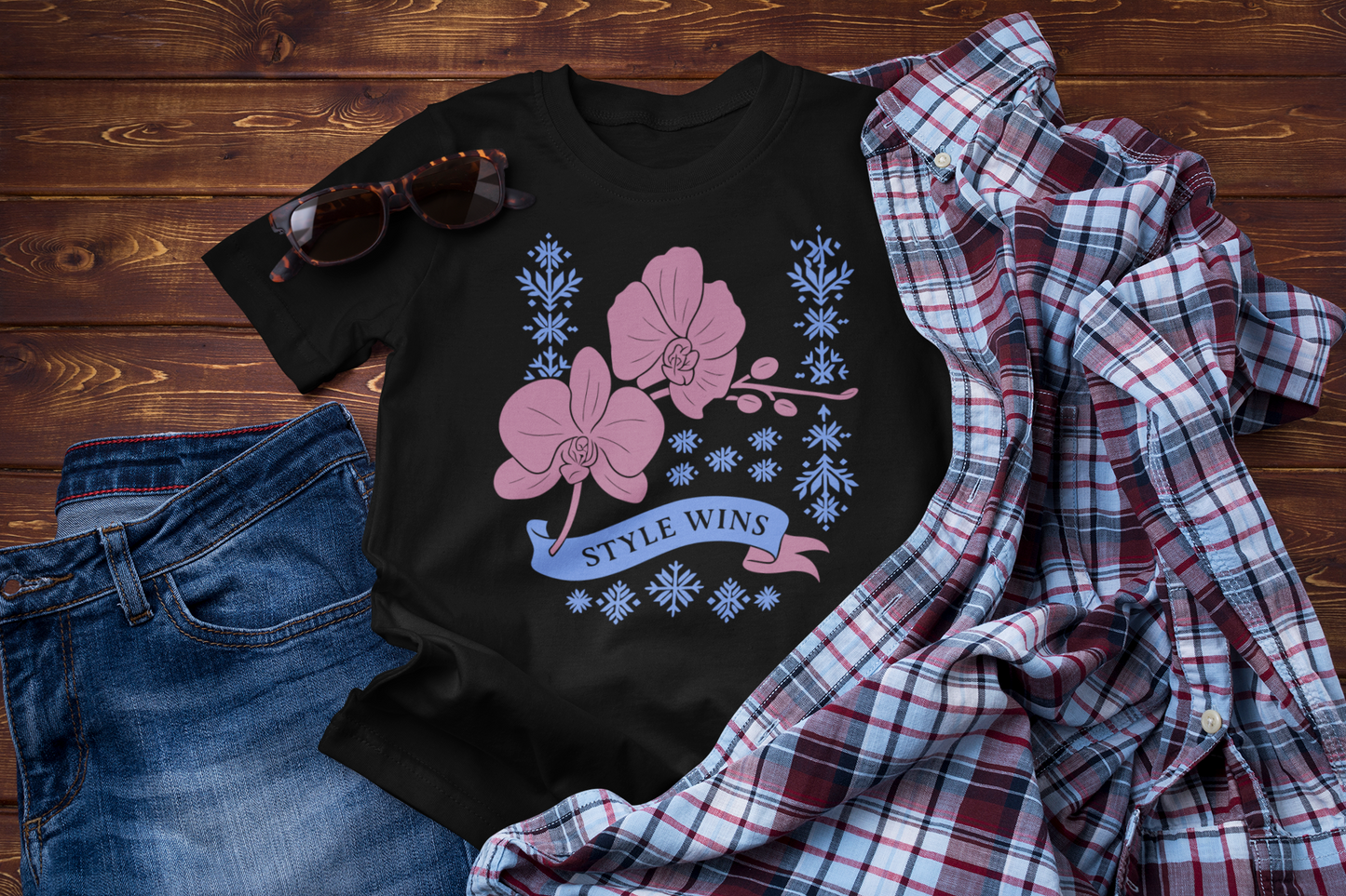 Style Wins – Winter Orchid Floral Graphic Tee
