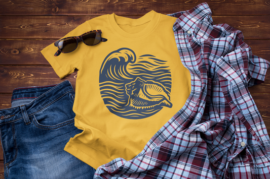 Guided by the Sea – Ocean Wave & Conch Shell Tee