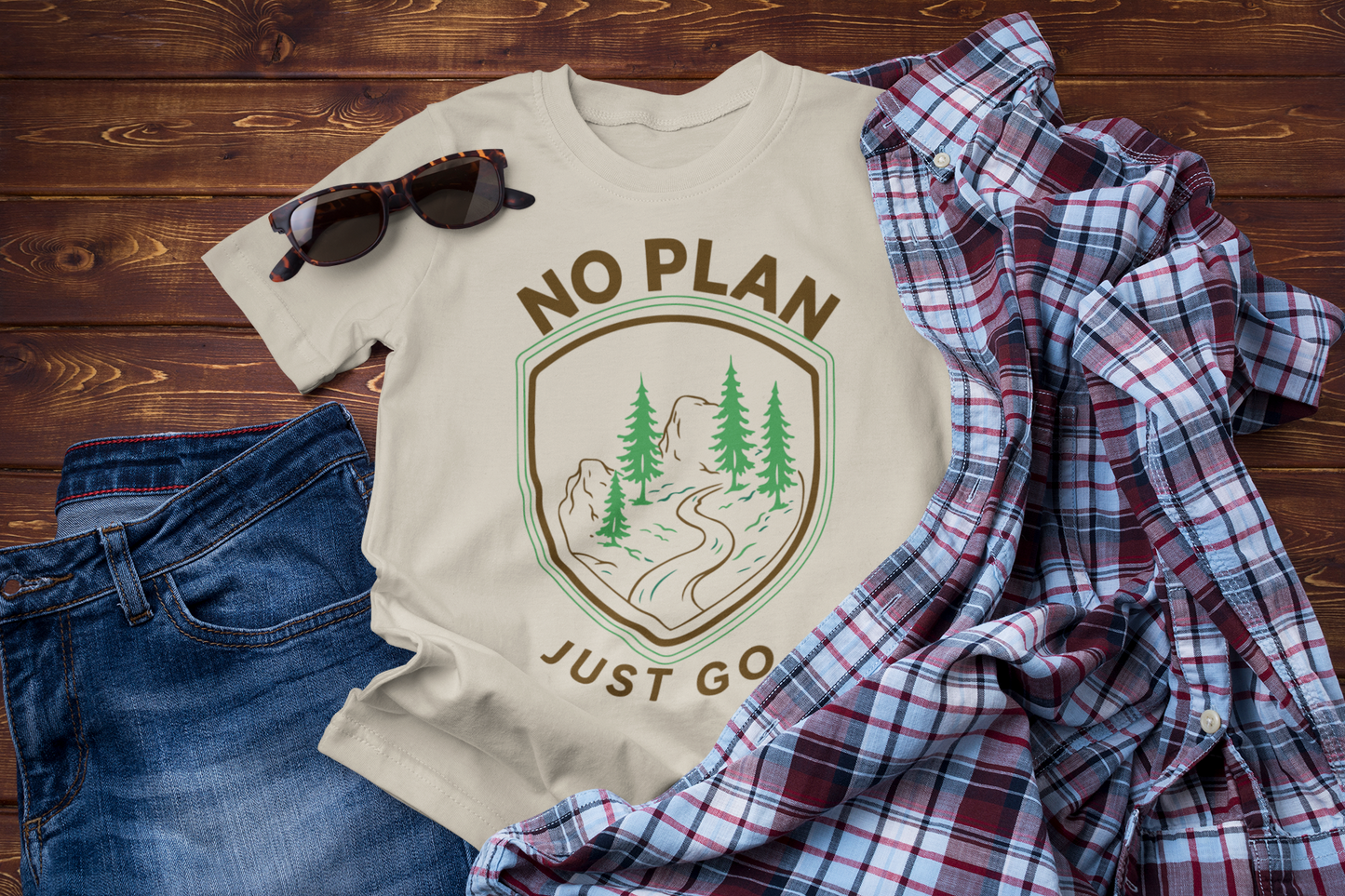 Flow with the Journey – No Plan Just Go Nature Tee