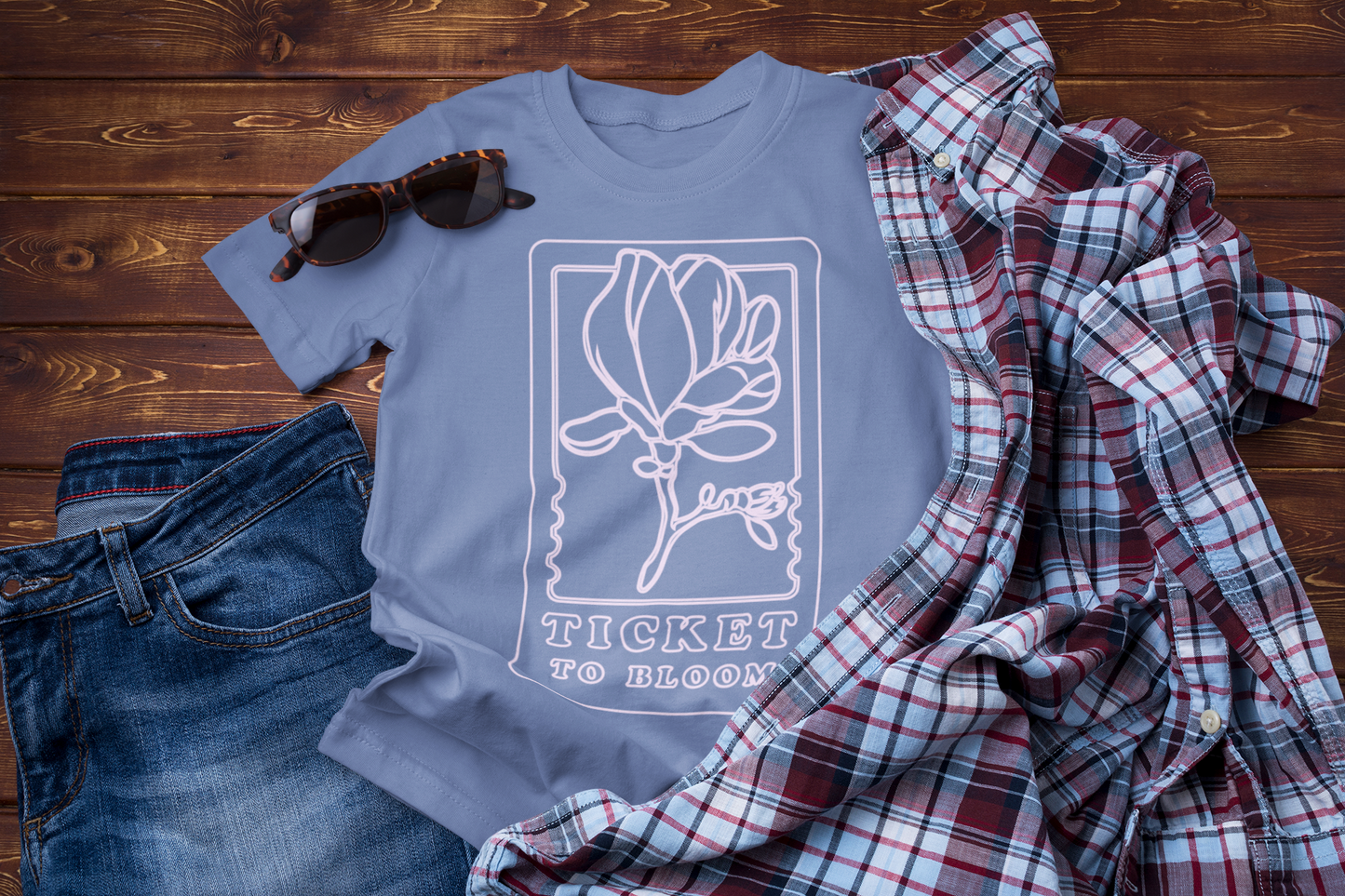Ticket to Bloom – Botanical Travel T-Shirt for Nature Lovers