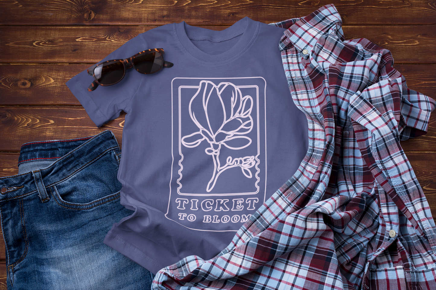 Ticket to Bloom – Botanical Travel T-Shirt for Nature Lovers