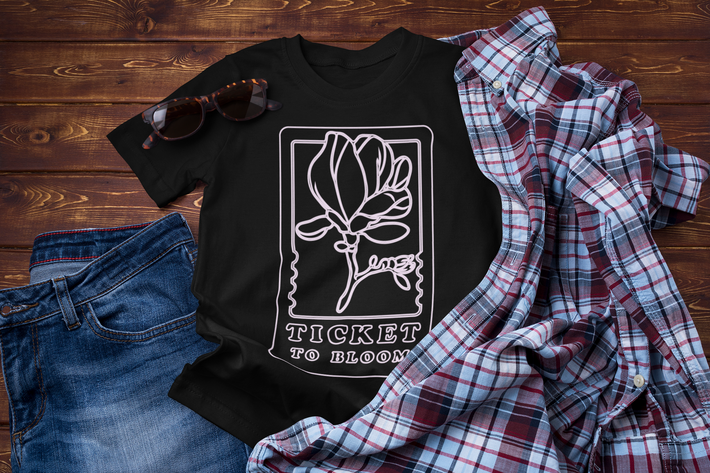 Ticket to Bloom – Botanical Travel T-Shirt for Nature Lovers