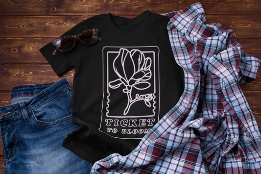 Ticket to Bloom – Botanical Travel T-Shirt for Nature Lovers