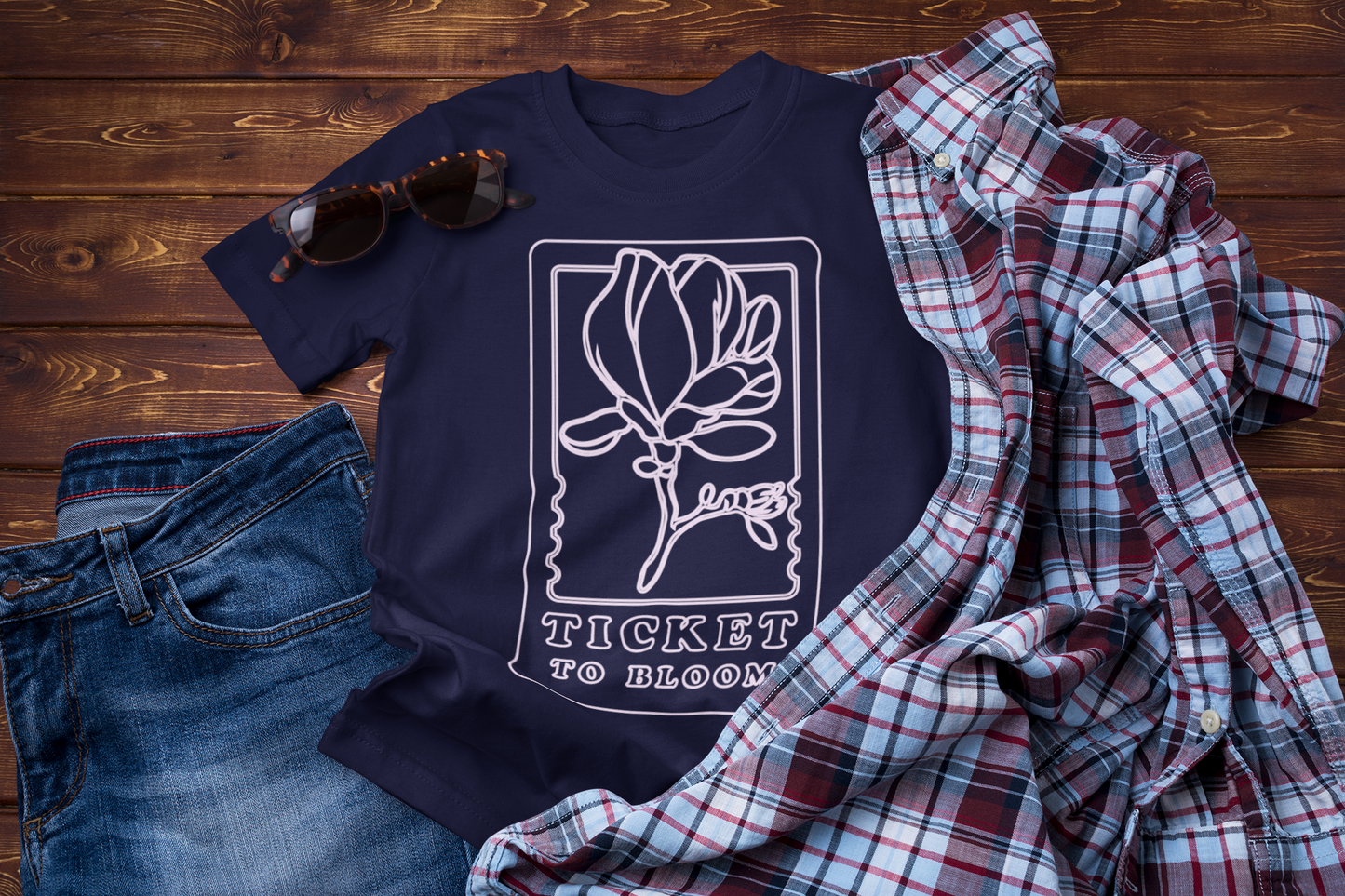 Ticket to Bloom – Botanical Travel T-Shirt for Nature Lovers