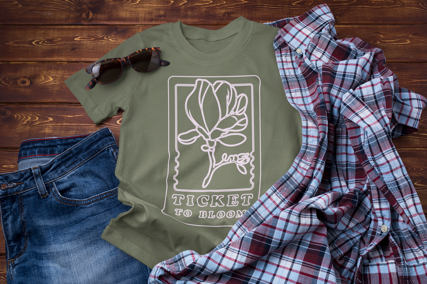 Ticket to Bloom – Botanical Travel T-Shirt for Nature Lovers