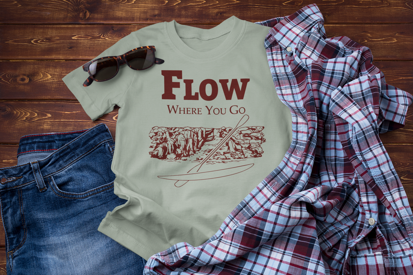 Flow Where You Go Tee – Relaxed Paddle Adventure & Travel Style