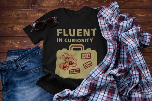 Fluent in Curiosity T-Shirt – Poppies Floral Adventure Tee