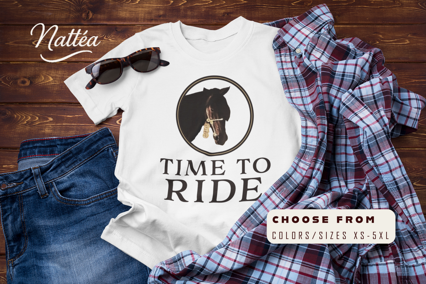 Artistic Horse Vintage Style T-Shirt – Elegant Equestrian Design " Time to Ride"
