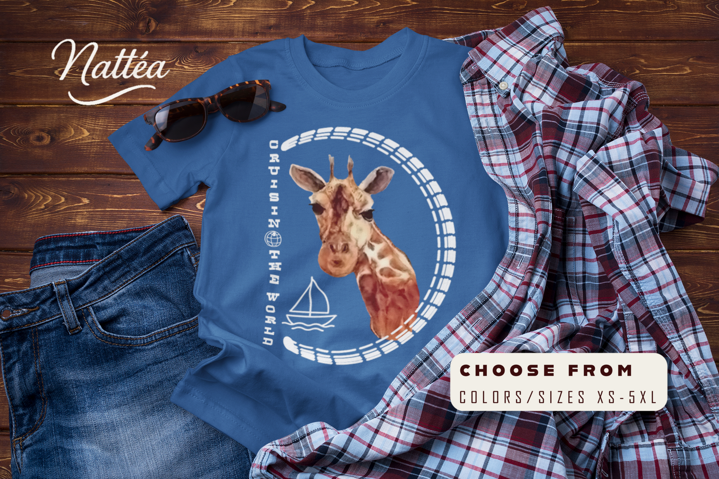 Cruisin’ the World T-Shirt – Giraffe Travel Adventure Graphic Tee