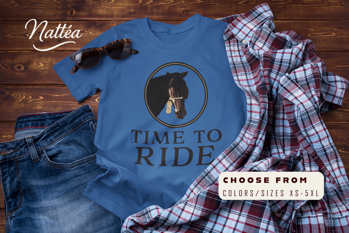 Artistic Horse Vintage Style T-Shirt – Elegant Equestrian Design " Time to Ride"