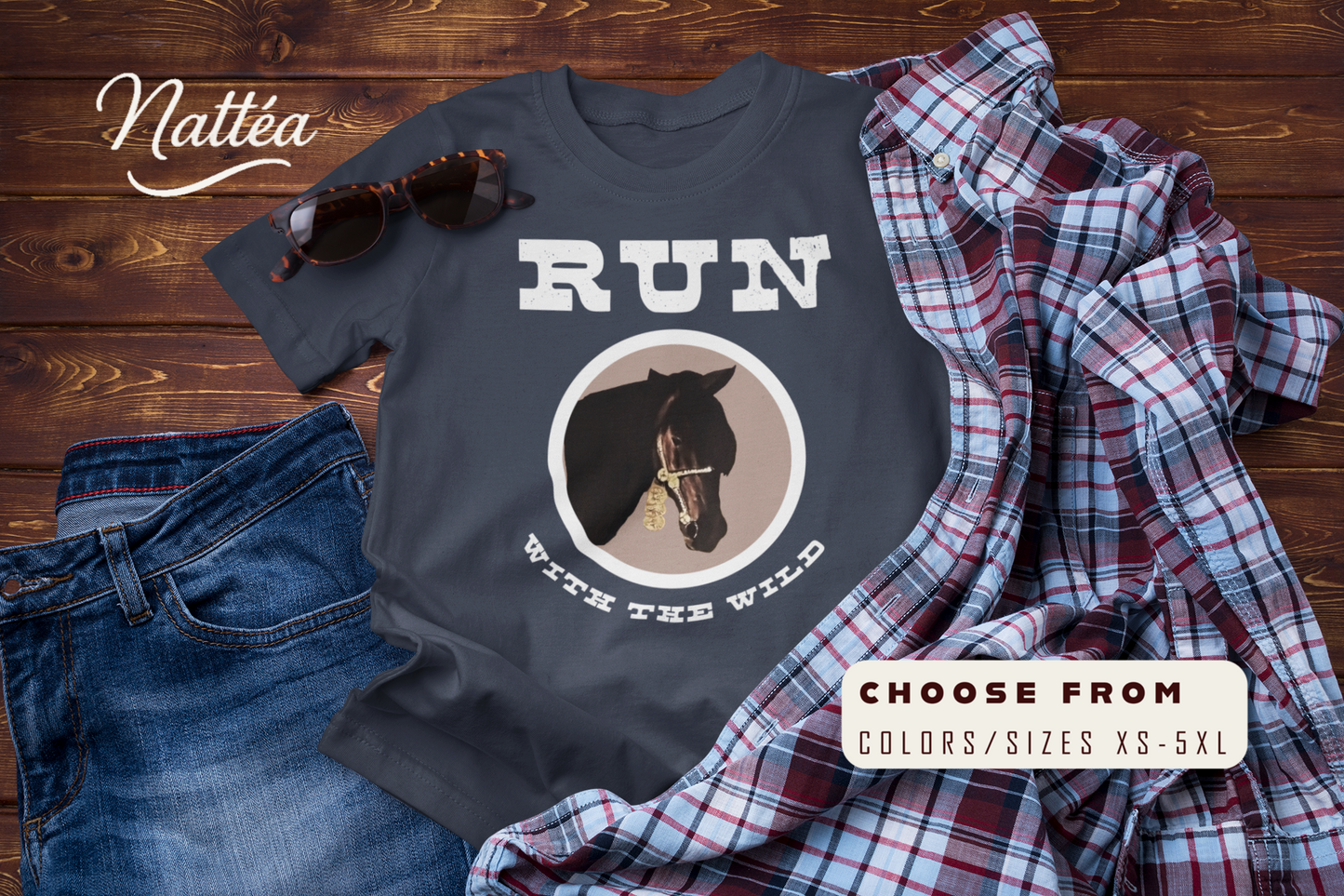 Horse T-Shirt – Run with the Wild Outdoor Adventure Design