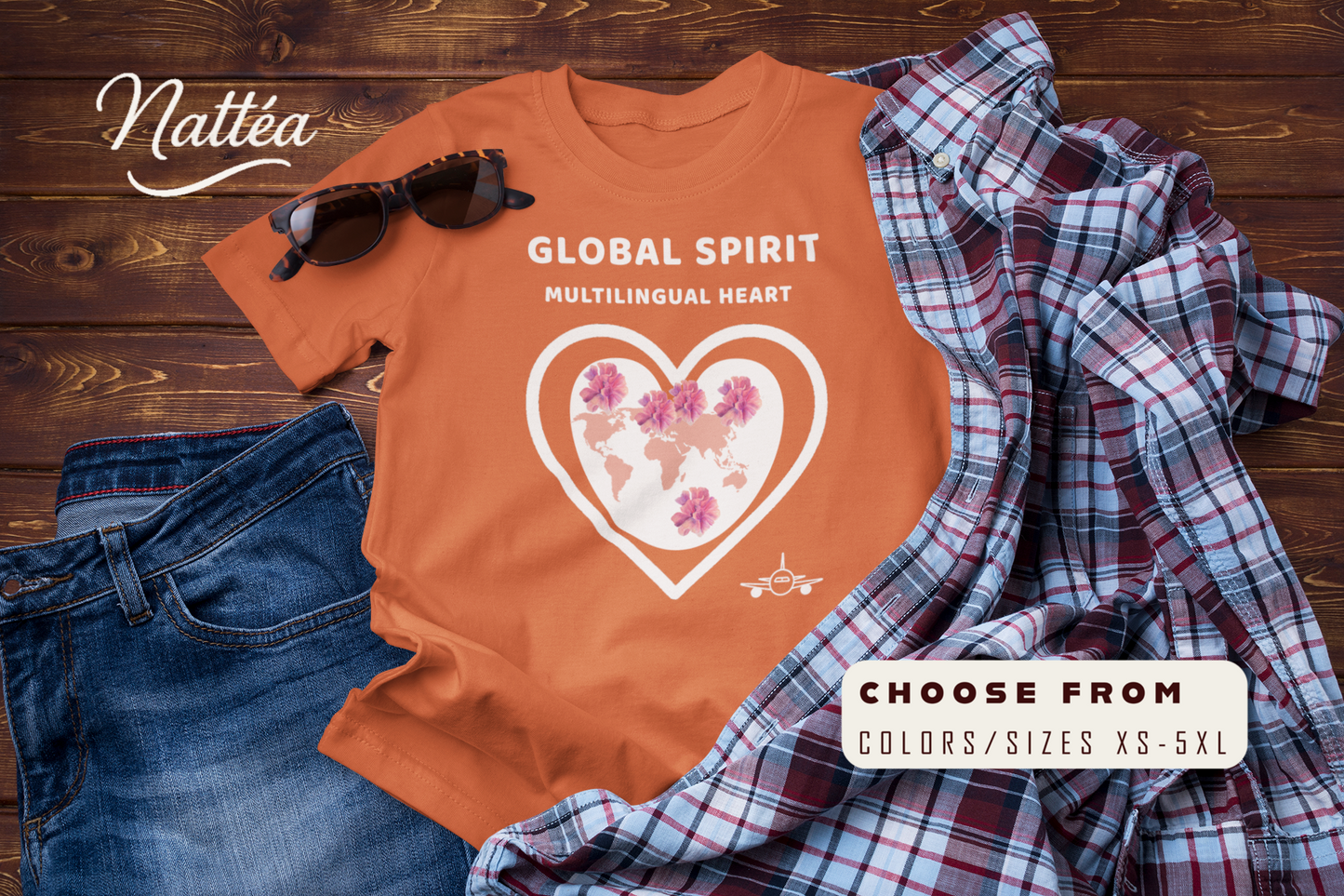 Travel the World T-Shirt – Multilingual Heart, Global Spirit Tee